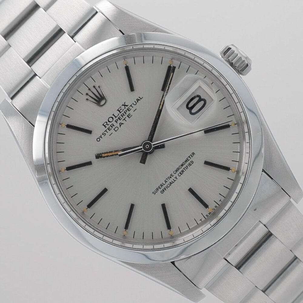 Rolex Men's Date 36mm Steel Silver Index Dial Smooth Bezel Oyster Band 15000